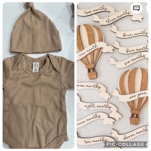 EUC Baby Milestone Months Wood Sign Colored Organics Newborn Pet Friendly Home